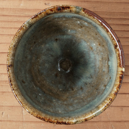 [ 田尾 明子 ] ぐい呑みL 青釉 幅約6.4cm×高約6.4cm