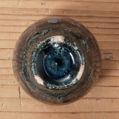 [ 田尾 明子 ] ぐい呑みL 青釉 幅約6.4cm×高約6.4cm