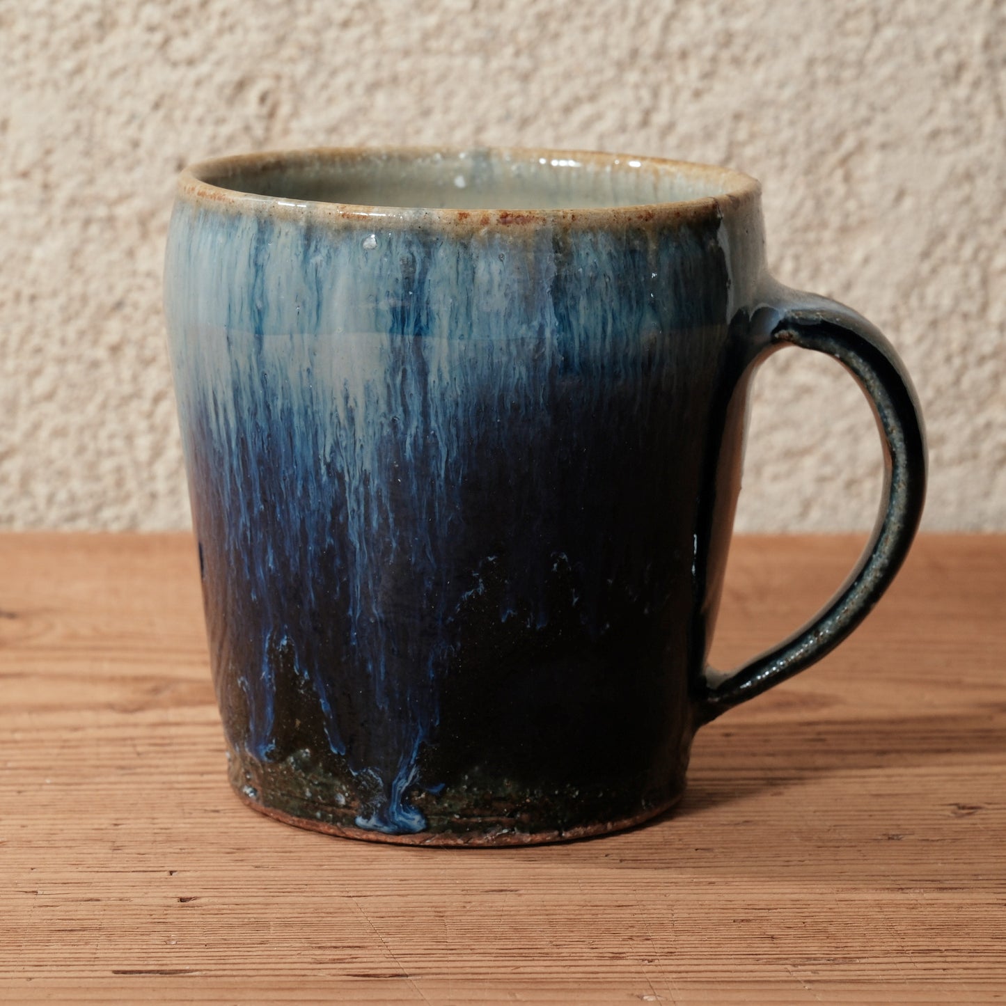 [ 田尾 明子 ] マグカップ 青釉 幅約11.8cm×高約9.8cm