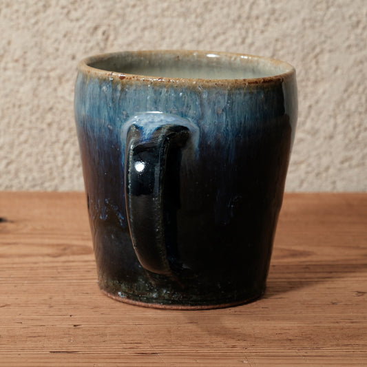 [ 田尾 明子 ] マグカップ 青釉 幅約11.8cm×高約9.8cm
