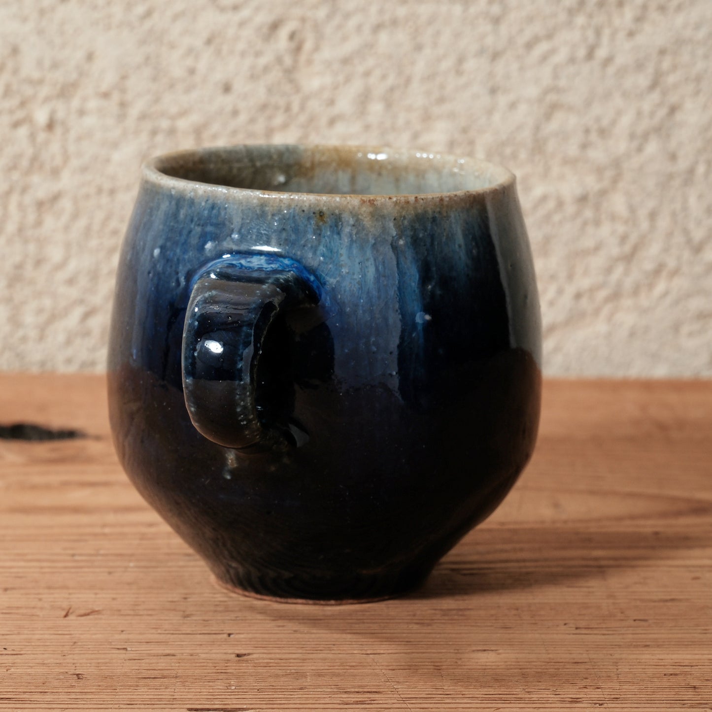 [ 田尾 明子 ] 丸マグカップ 青釉 幅約11cm×高約8.5cm