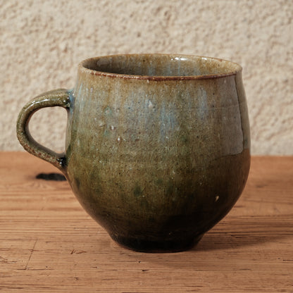 [ 田尾 明子 ] 丸マグカップ 織部 幅約11cm×高約8.5cm