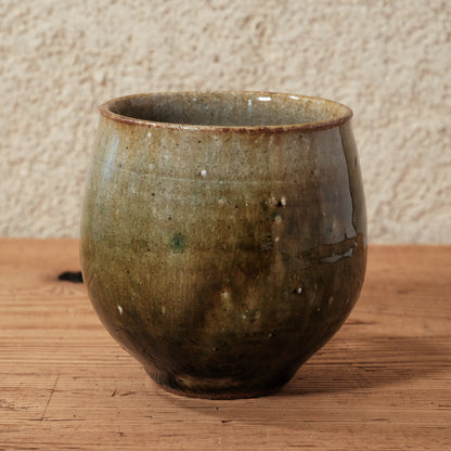 [ 田尾 明子 ] 丸マグカップ 織部 幅約11cm×高約8.5cm