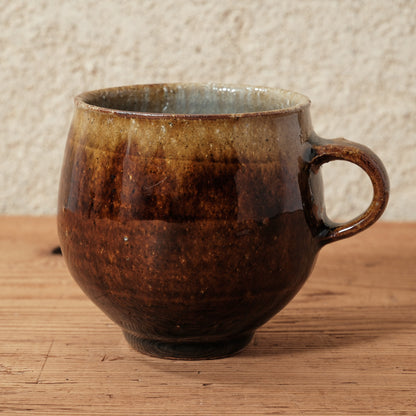[ 田尾 明子 ] 丸マグカップ 飴釉 幅約11cm×高約8.5cm