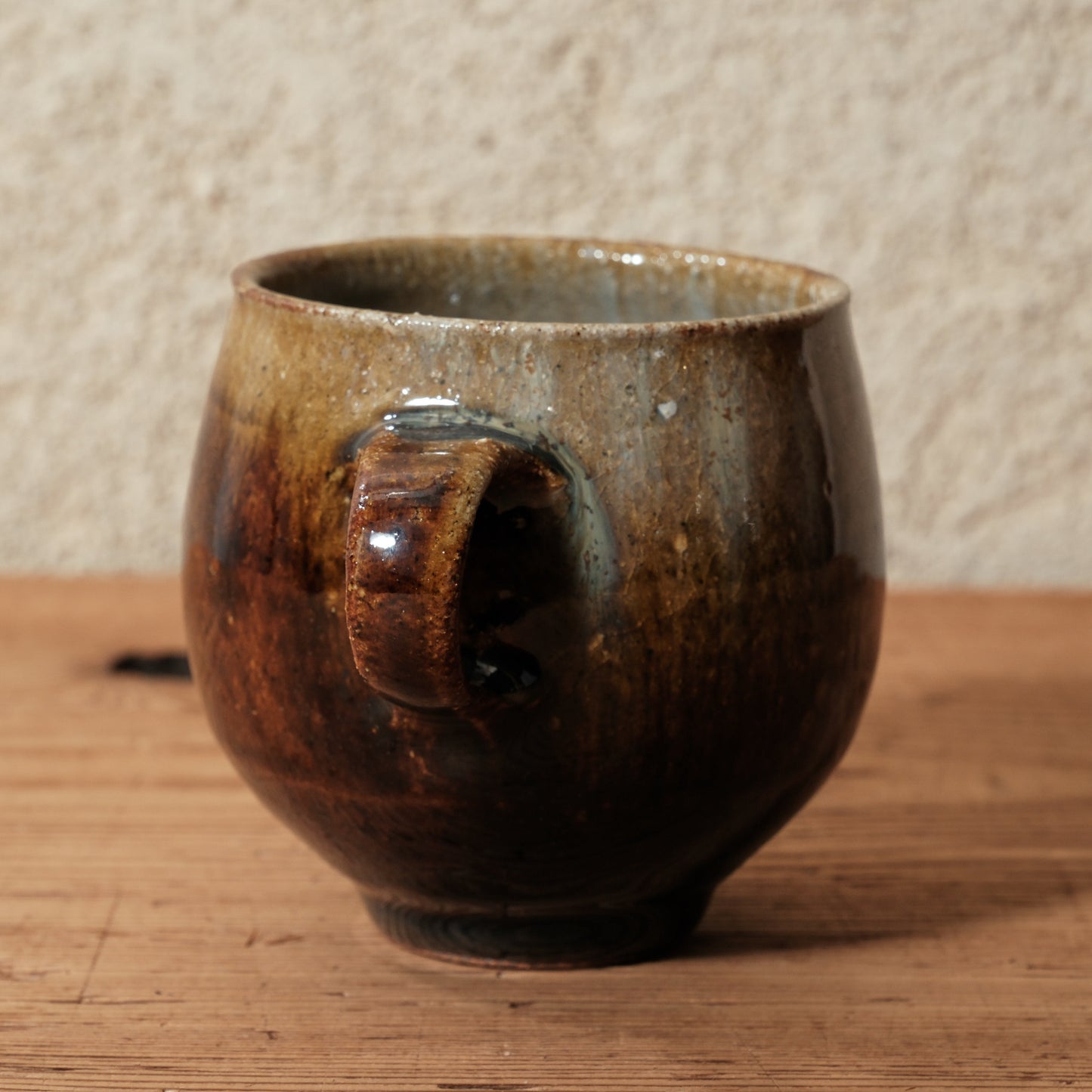 [ 田尾 明子 ] 丸マグカップ 飴釉 幅約11cm×高約8.5cm