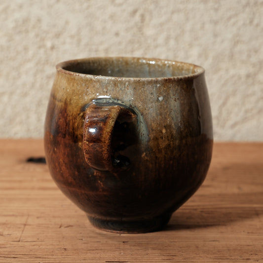 [ 田尾 明子 ] 丸マグカップ 飴釉 幅約11cm×高約8.5cm