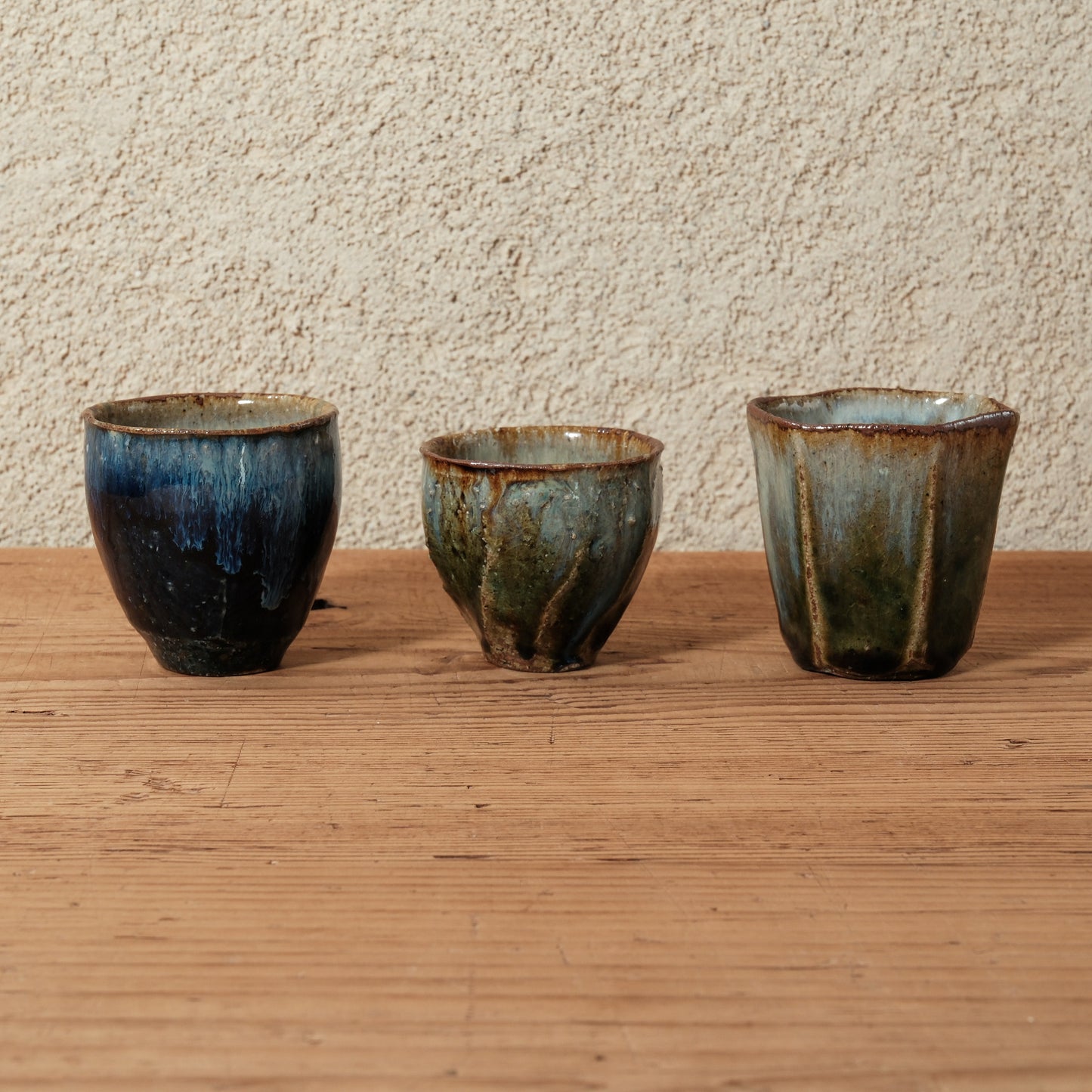 [ 田尾 明子 ] ぐい呑みL 青釉 幅約6.4cm×高約6.4cm