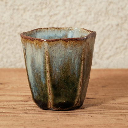 [ 田尾 明子 ] ぐい呑みL 織部 幅約6.4cm×高約6.5cm