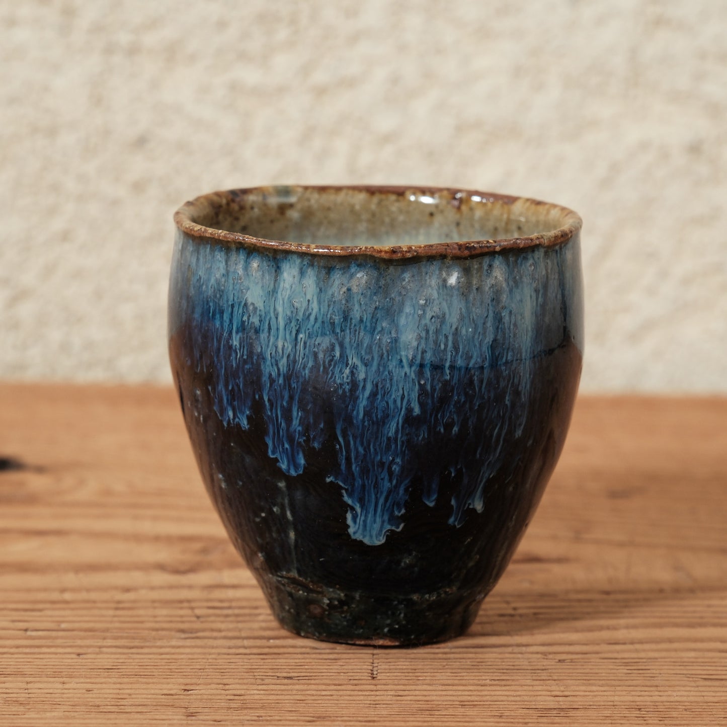 [ 田尾 明子 ] ぐい呑みL 青釉 幅約6.4cm×高約6.4cm