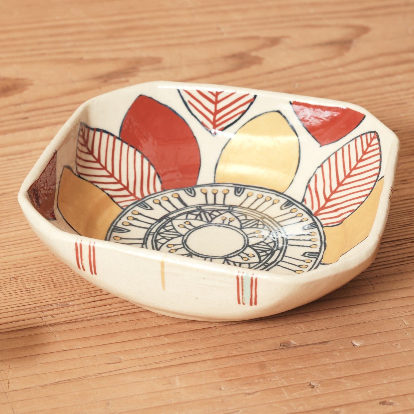 [ 加藤 喜道 ] 絵付け □小鉢 幅約11cm 赤絵・金彩 E