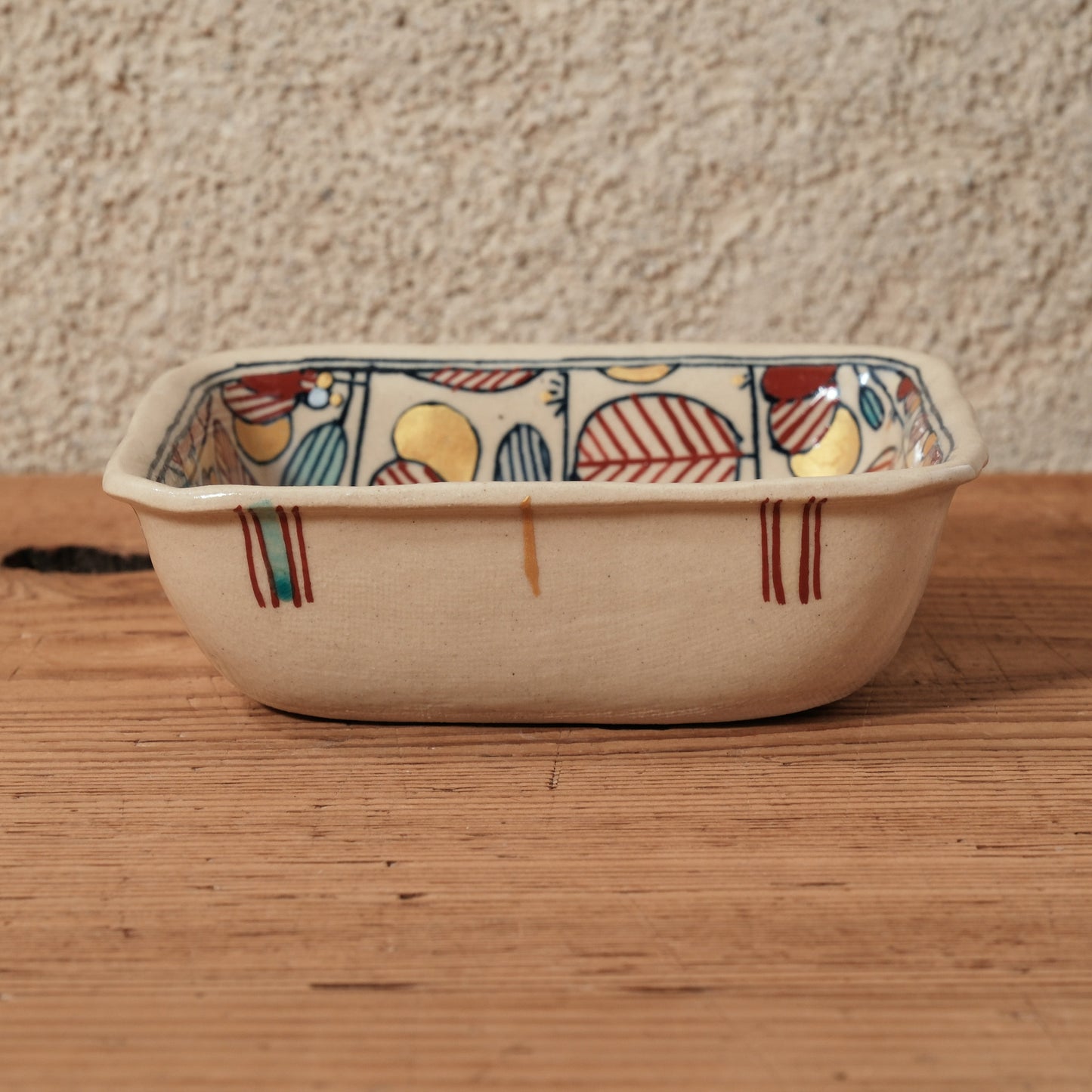 [ 加藤 喜道 ] 絵付け □小鉢 幅約11.5cm 赤絵・金彩 B