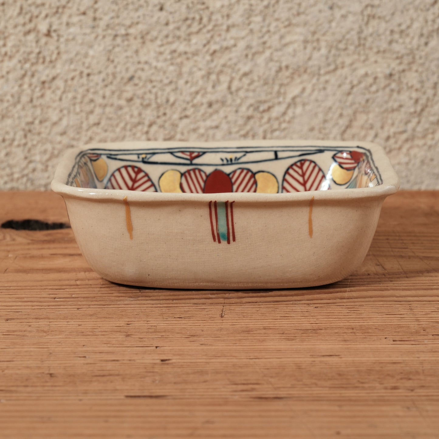 [ 加藤 喜道 ] 絵付け □小鉢 幅約11.5cm 赤絵・金彩 B