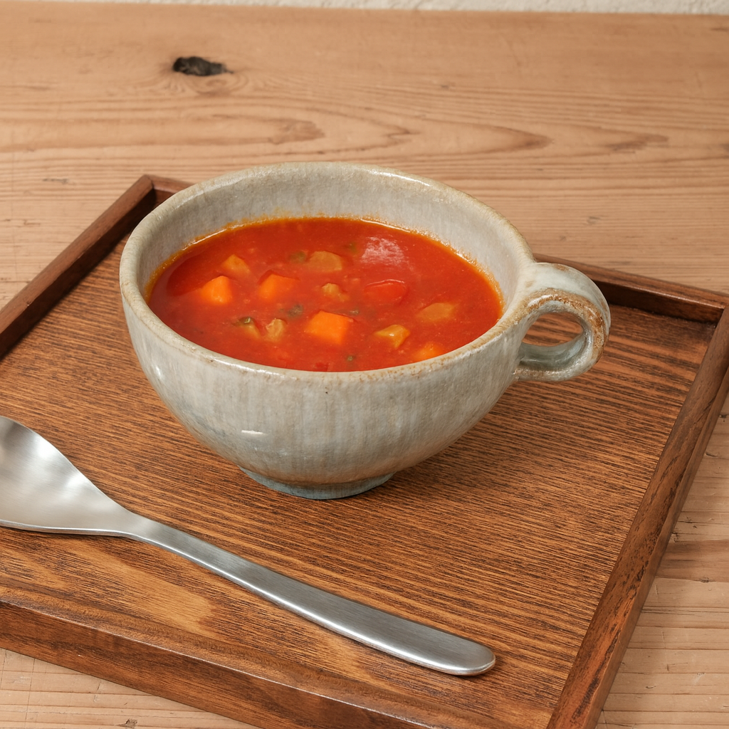 [ 田尾 明子 ] 片手スープカップ ワラ釉 幅約15.5cm